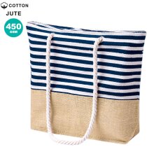 Bolsa de playa Ivyx de algodón con rayas náuticas y asas reforzadas