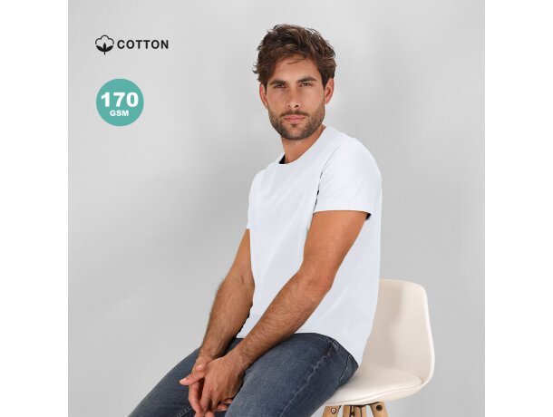 Camiseta adulta blanca Stiles algodón ring spun 170g detalle 1