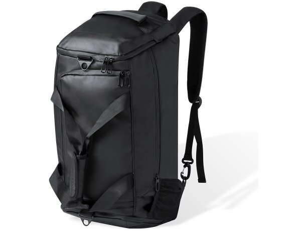 Bolso mochila Denehy polipiel negro con compartimentos detalle 2