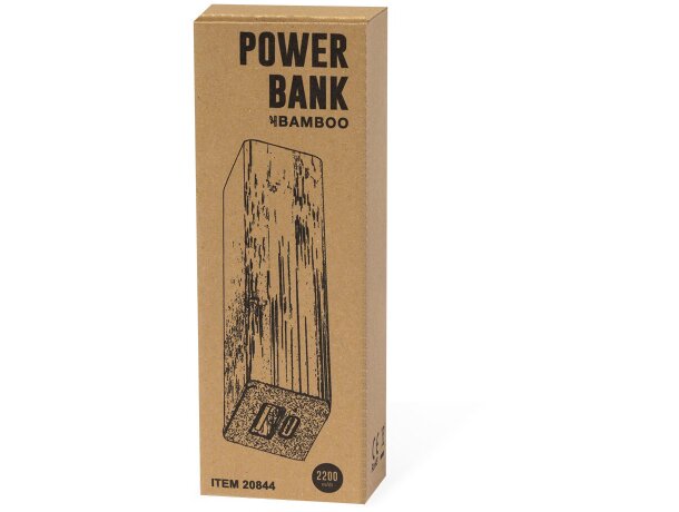 Batería externa personalizada 2200 mah bambú Godimer detalle 7