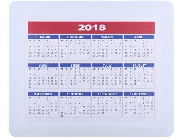 Alfombrilla con calendario en varios colores personalizada blanca Alfombrilla con calendario en varios colores personalizada blanca