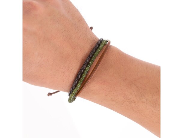 Pulsera Sonja de piel con cuentas de vidrio y cierre ajustable detalle 3