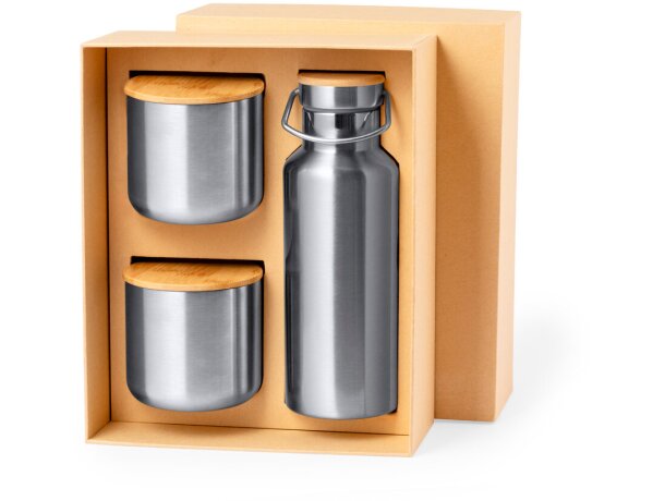 Set termo y vasos térmicos con detalles de bambú personalizado Dickinson detalle 2
