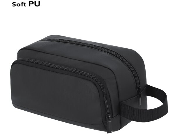 Neceser Besner en PU negro con doble compartimento y asa detalle 1