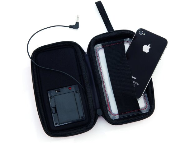 Funda con altavoz y portatodo grabado Funda con altavoz y portatodo grabado