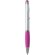 Bolígrafo Sagursilver en plata con puntero en goma merchandising fucsia