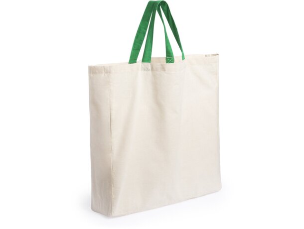 Bolsa de algodón orgánico con asas verdes personalizado