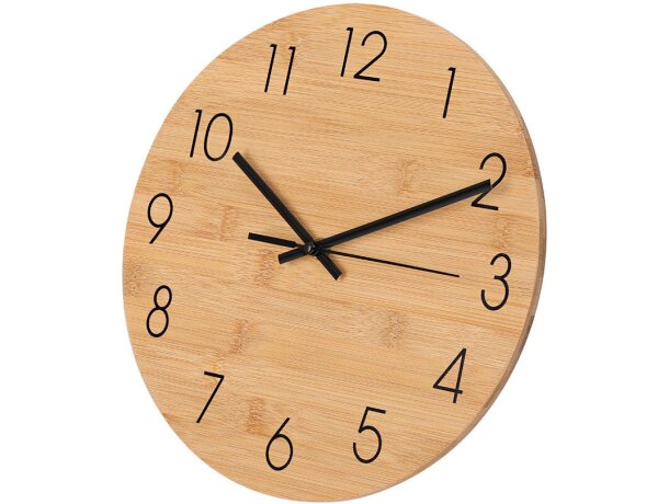 Reloj de pared Tiwel en bambú natural con dial metálico detalle 2