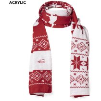 Bufanda Luka acrílica roja con detalles navideños