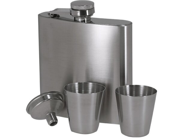 Set petaca Almaz acero inoxidable reciclado 175 ml con vasos detalle 3