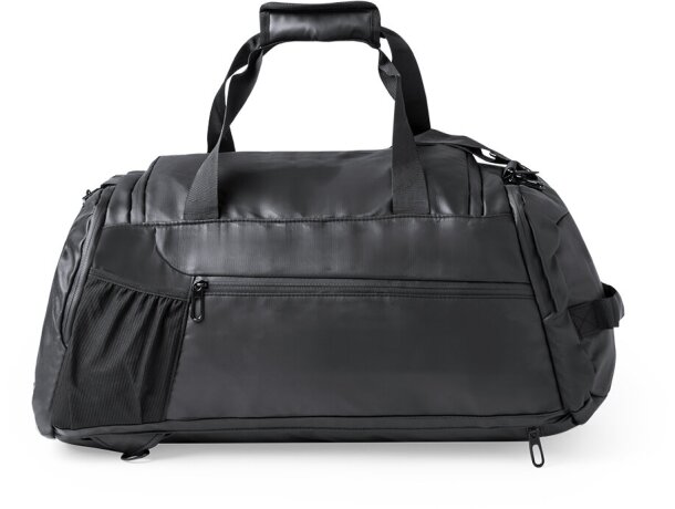 Bolso mochila Denehy polipiel negro con compartimentos detalle 4