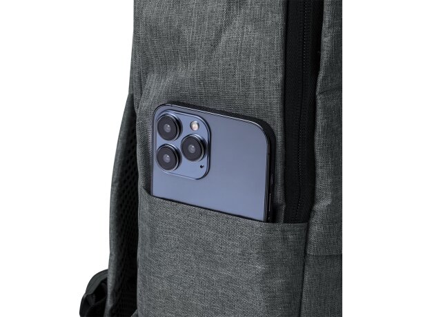 Mochila para portátil con cintas acolchadas y ajustables rPET 600D Ingria detalle 6