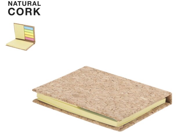 Bloc de notas adhesivas Feron con tapa de corcho natural detalle 1