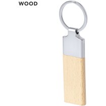 Llaveros madera haya barnizada con detalle de metal brilloso