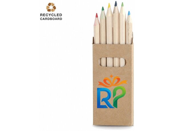 Girls Set 6 Lápices Colores Madera Natural Caja Ecológica detalle 1