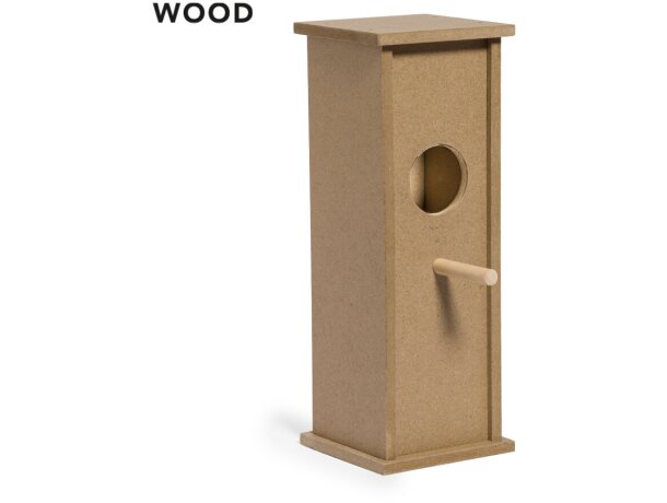 Caseta para pájaros Fenyx de madera natural colgante detalle 1