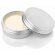 balsamo para los labios en caja de metal con tapon de rosca beige