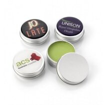 Bálsamo para los labios en caja de metal con tapón de rosca personalizado