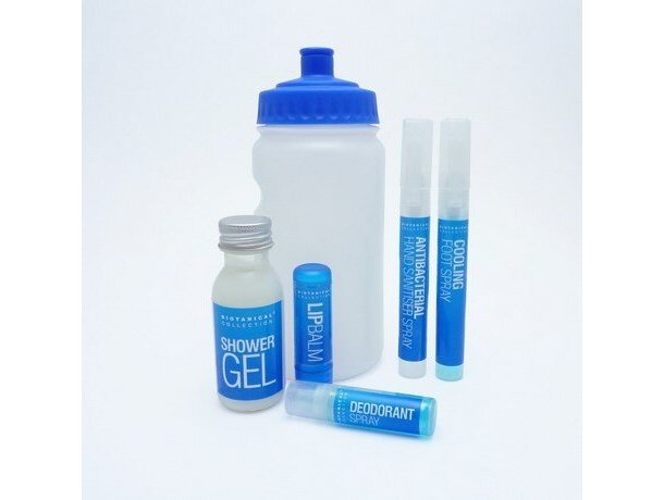 Set de aseo deportivo con botella para agua personalizado