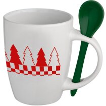 Taza Navidad con cuchara verde Taza Navidad con cuchara verde