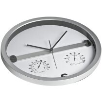 Reloj de pared 35 cm con higrómetro y termómetro personalizado plata Reloj de pared 35 cm con higrómetro y termómetro personalizado plata