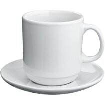 Juego de taza con plato blanco de café barato blanco Juego de taza con plato blanco de café barato blanco