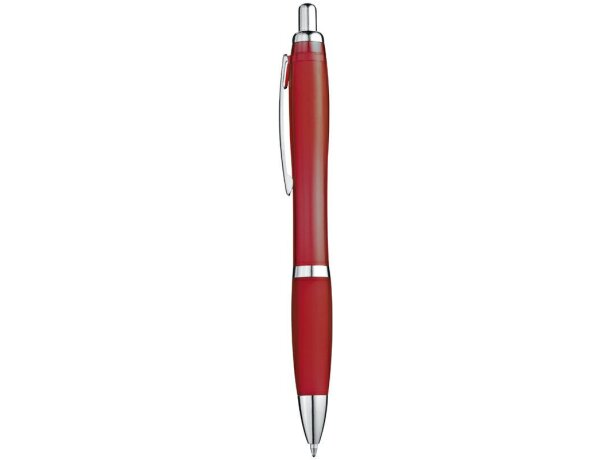 Bolígrafo clásico de cuerpo traslúcido rojo barato