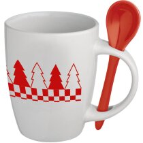 Taza Navidad con cuchara roja Taza Navidad con cuchara roja