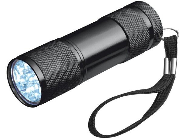 Linterna de aluminio de 9 luces led personalizada negra