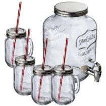 Dispensador de Cristal con 4 Jarritas Dispensador de Cristal con 4 Jarritas