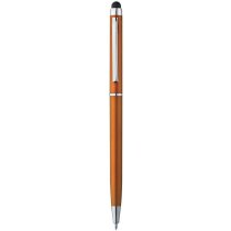 Bolígrafo de plástico con almohadilla para smartphone naranja barato