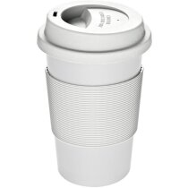 Vaso con tapa reciclado personalizado blanco Vaso con tapa reciclado personalizado blanco