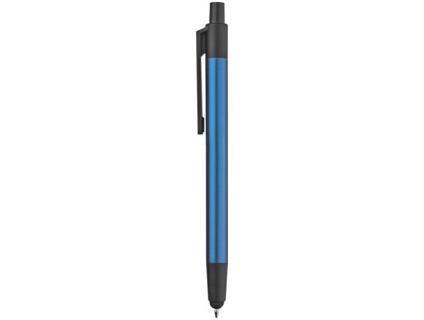 Bolígrafo en aluminio brillante con touch personalizado azul
