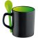 Taza de porcelana negra con cuchara de color verde personalizado