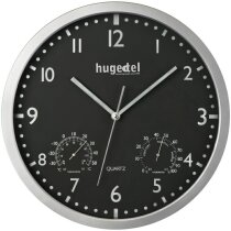 Reloj de pared redondo con termómetro e higrómetro en blanco personalizado negro Reloj de pared redondo con termómetro e higrómetro en blanco personalizado negro