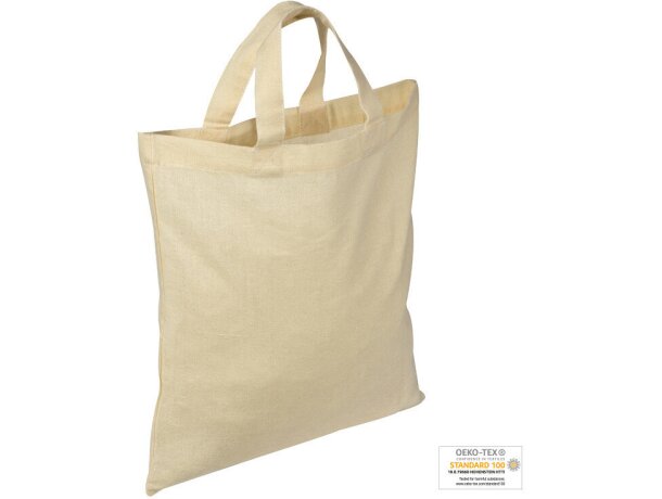 Bolsa pequeña de algodón asas cortas 145 gr. 27,5x31 cm Beige detalle 1