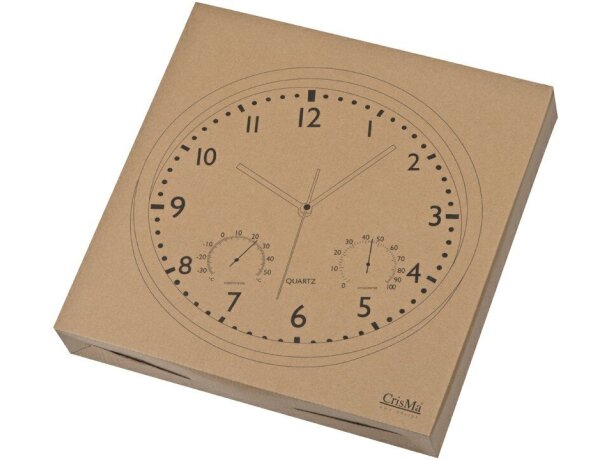 Reloj de pared redondo con termómetro e higrómetro en blanco personalizado