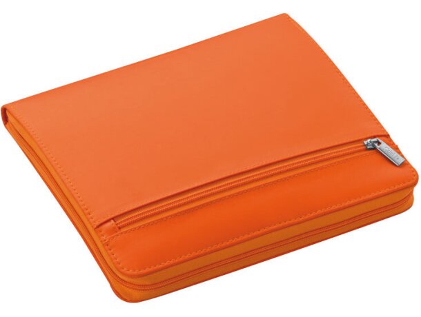Funda para tablet portadocumentos con cremallera naranja personalizado