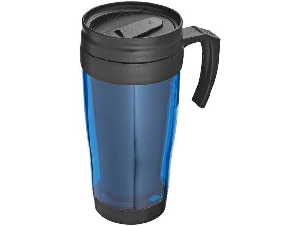 Vaso de plástico con asa 400 ml personalizado azul Vaso de plástico con asa 400 ml personalizado azul