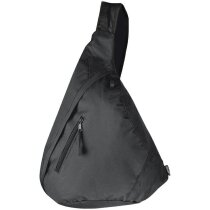 Mochila Bandolera Con Bolsillo Frontal Grabada Negra