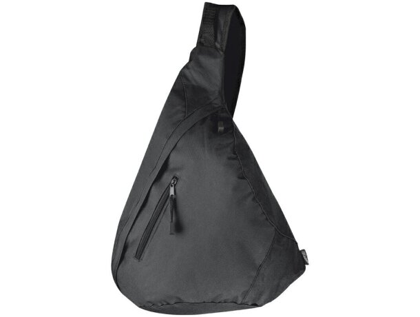 Mochila bandolera con bolsillo frontal negra personalizado