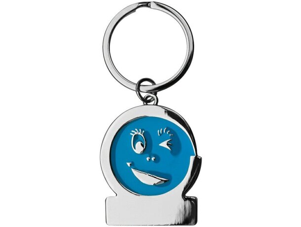 Llavero cara con guiño azul personalizado