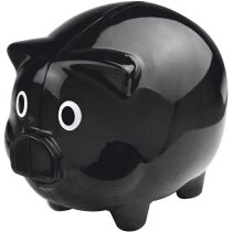 Hucha con forma de cerdito de colores transparente personalizada negra Hucha con forma de cerdito de colores transparente personalizada negra