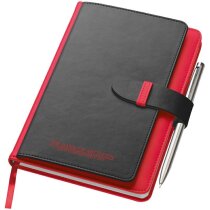Bloc de notas personalizado A5 con 128 hojas y con porta documentos azul con logo Bloc de notas personalizado A5 con 128 hojas y con porta documentos azul con logo