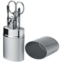 Set de manicura estuche de metal personalizado plata Set de manicura estuche de metal personalizado plata