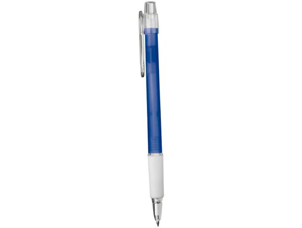 Bolígrafo de plástico en mate con caucho blanco personalizado azul Bolígrafo de plástico en mate con caucho blanco personalizado azul