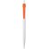 Bolígrafo de plástico con pulsador y clip a color naranja grabado