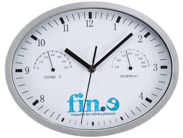 Reloj de pared redondo con termómetro e higrómetro desmontable para impresión personalizado