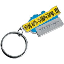 Llavero metálico combinado con frase rojo personalizado Llavero metálico combinado con frase rojo personalizado
