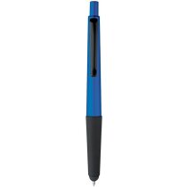 Bolígrafo de plástico metalizado con puntero azul